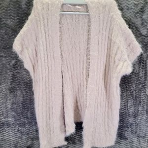 LC Lauren Conrad One Size Women's Pink Faux Fur Sleeveless Cardigan